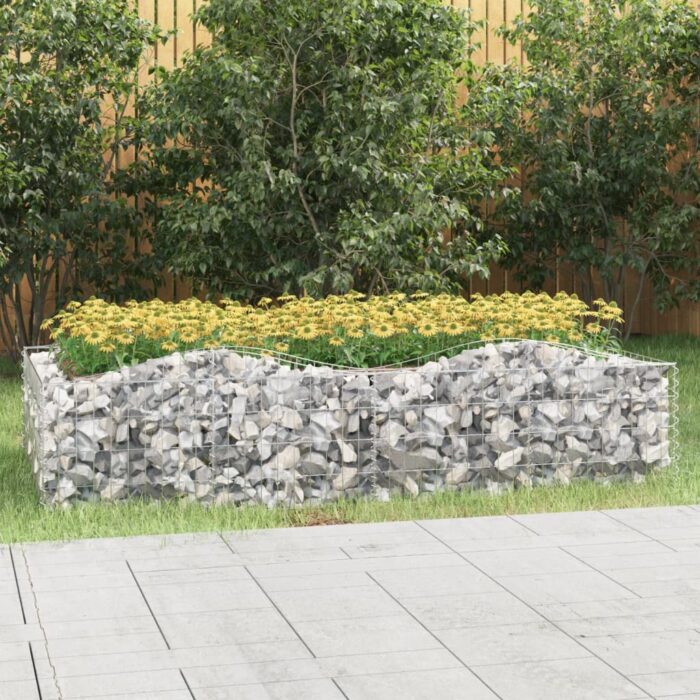 Lit surélevé à gabions arqué 200x100x50 cm Fer galvanisé – Image 1