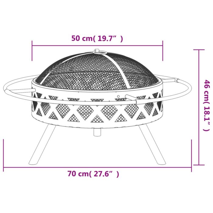 Foyer avec tisonnier 70 cm XXL acier – Image 5