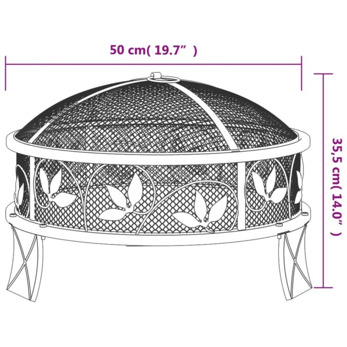 Foyer avec tisonnier 50 cm XXL acier – Image 5