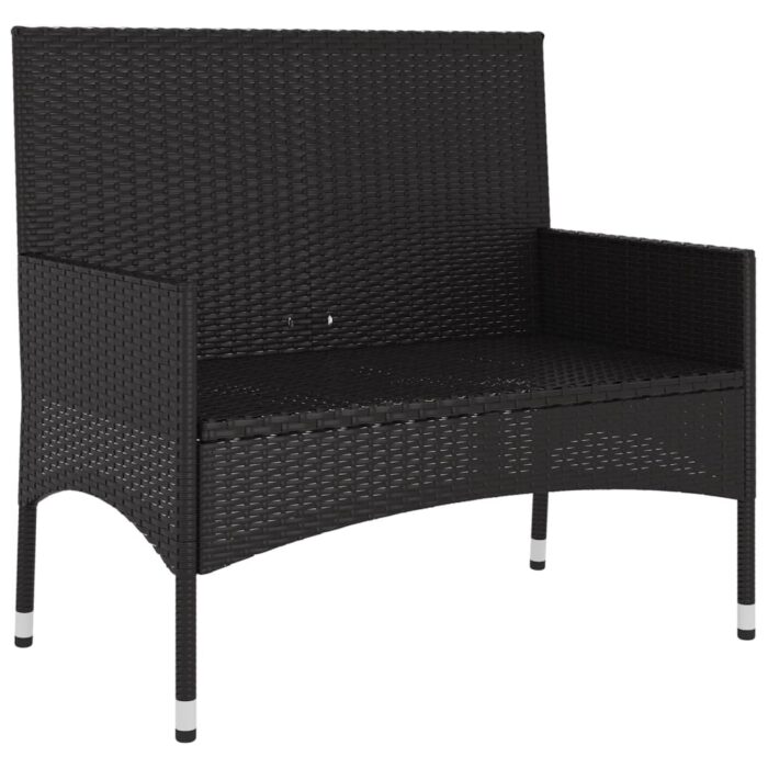 Banc de Jardin à 2 Places avec Coussins Noir Résine Tressée – Image 2