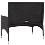 Banc de Jardin à 2 Places avec Coussins Noir Résine Tressée – Image 4