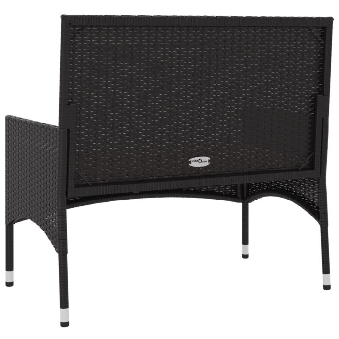 Banc de Jardin à 2 Places avec Coussins Noir Résine Tressée – Image 4