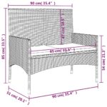 Banc de Jardin à 2 Places avec Coussins Gris Résine Tressée – Image 7