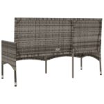 Banc de jardin à 3 places avec coussins Gris Résine tressée – Image 4