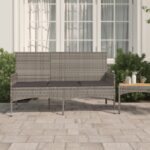 Banc de jardin à 3 places avec coussins Gris Résine tressée