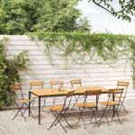 Chaises pliables de jardin lot de 8 Acier bois d'acacia massif