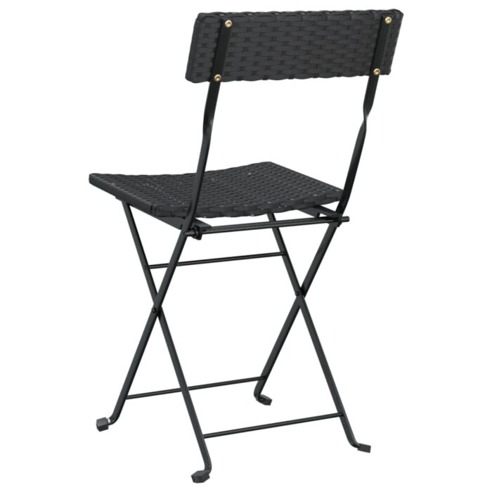 Chaises de bistrot pliantes lot de 4 Noir Résine tressée acier – Image 5