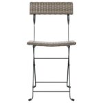 Chaises de bistrot pliantes lot de 4 Gris Résine tressée acier – Image 2