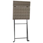 Chaises de bistrot pliantes lot de 6 Gris Résine tressée acier – Image 3