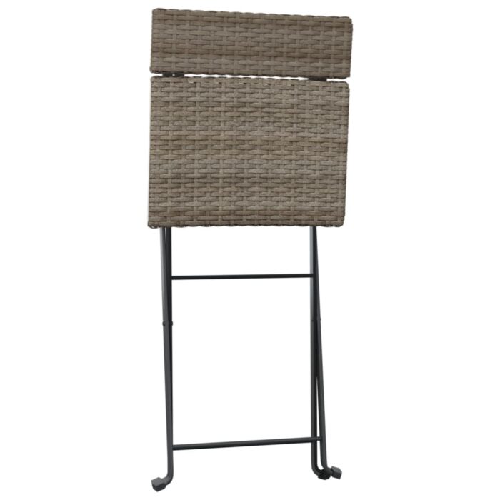 Chaises de bistrot pliantes lot de 6 Gris Résine tressée acier – Image 3