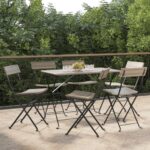 Chaises de bistrot pliantes lot de 6 Gris Résine tressée acier