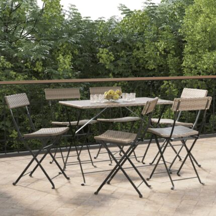 Chaises de bistrot pliantes lot de 6 Gris Résine tressée acier