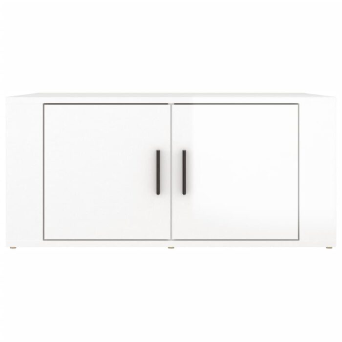 Table basse Blanc brillant 80x50x36 cm Bois d'ingénierie – Image 3