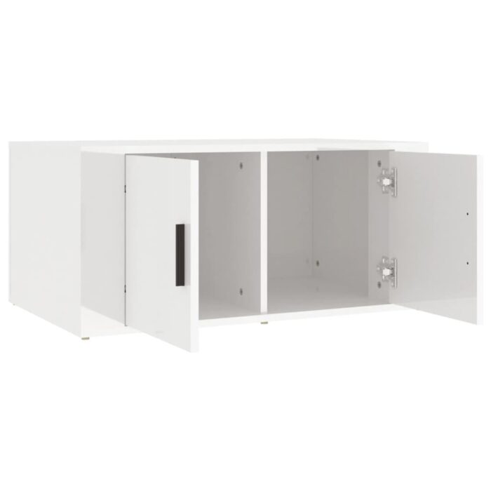 Table basse Blanc brillant 80x50x36 cm Bois d'ingénierie – Image 4