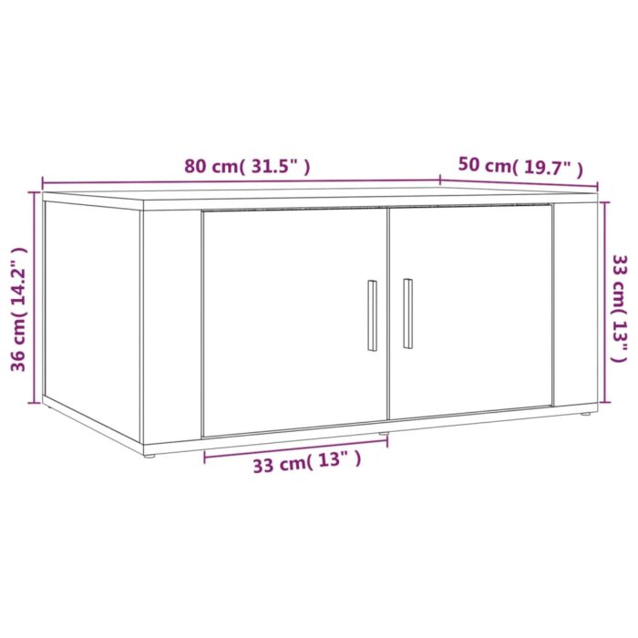 Table basse Blanc brillant 80x50x36 cm Bois d'ingénierie – Image 7