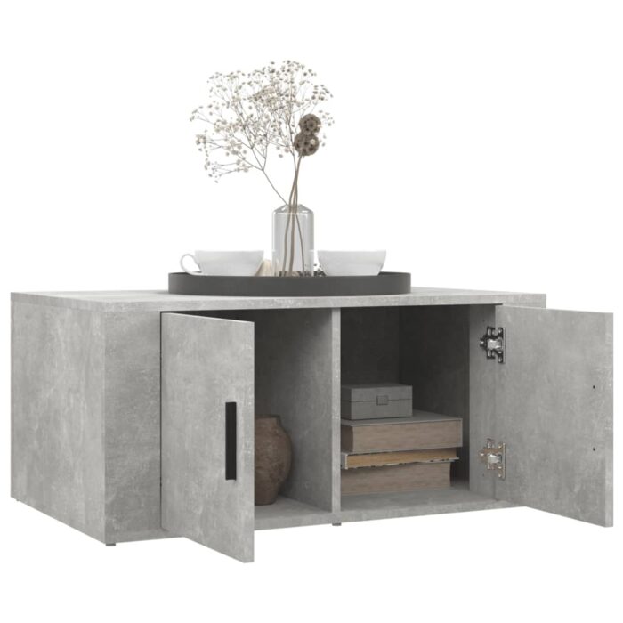 Table basse Gris béton 80x50x36 cm Bois d'ingénierie – Image 2