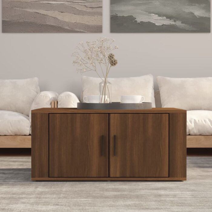 Table basse Chêne marron 80x50x36 cm Bois d'ingénierie – Image 1