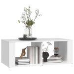 Table basse Blanc 100x50x36 cm Bois d'ingénierie – Image 2