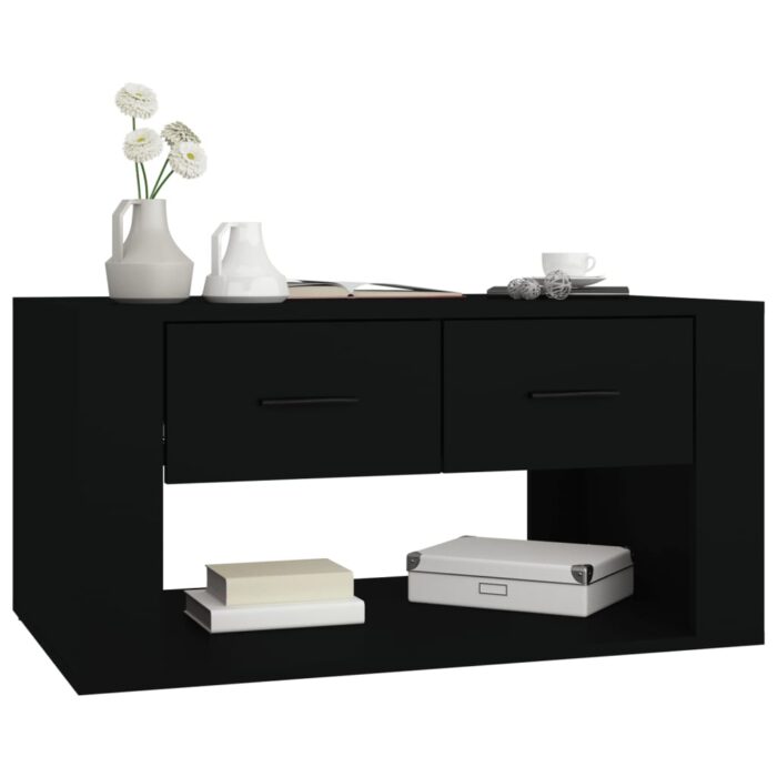 Table basse Noir 80x50x40 cm Bois d'ingénierie – Image 2