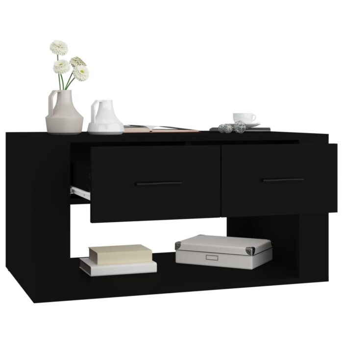Table basse Noir 80x50x40 cm Bois d'ingénierie – Image 3