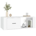 Table basse Blanc 100x50,5x35 cm Bois d'ingénierie – Image 2