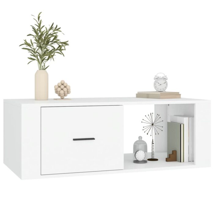 Table basse Blanc 100x50,5x35 cm Bois d'ingénierie – Image 2