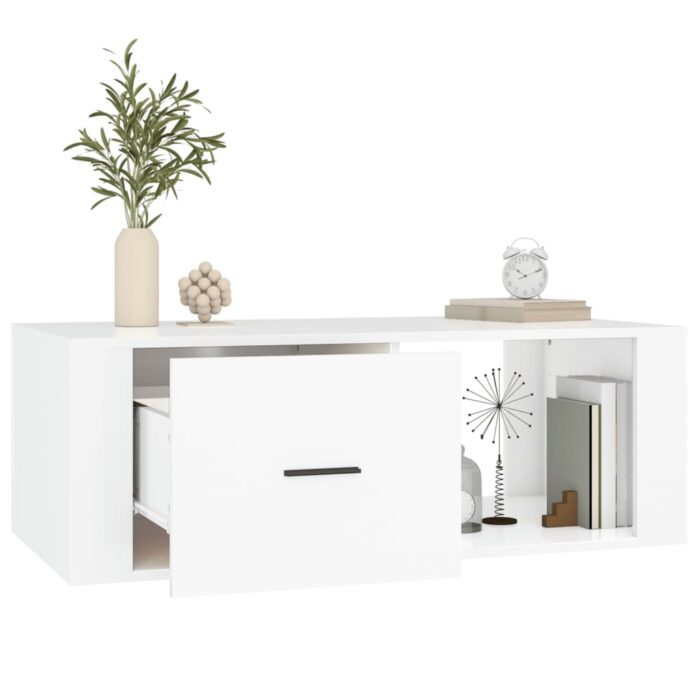 Table basse Blanc 100x50,5x35 cm Bois d'ingénierie – Image 3