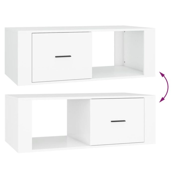 Table basse Blanc 100x50,5x35 cm Bois d'ingénierie – Image 7