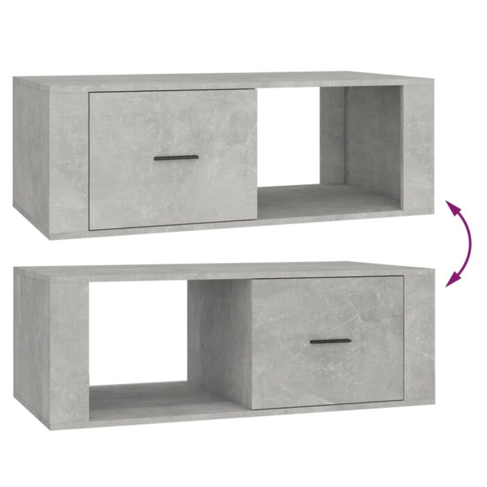Table basse Gris béton 100x50,5x35 cm Bois d'ingénierie – Image 7