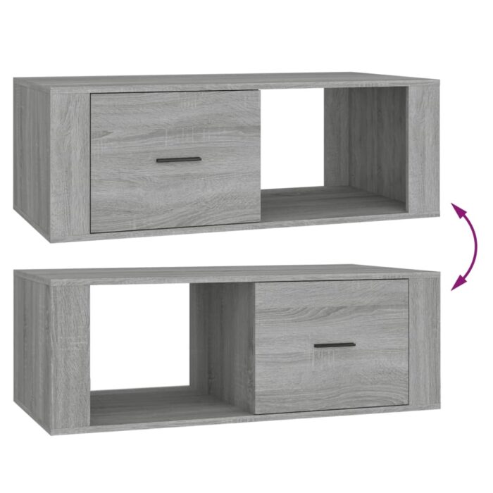 Table basse Sonoma gris 100x50,5x35 cm Bois d'ingénierie – Image 7