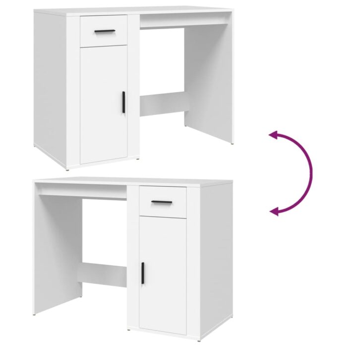 Bureau Blanc 100x49x75 cm Bois d'ingénierie – Image 7