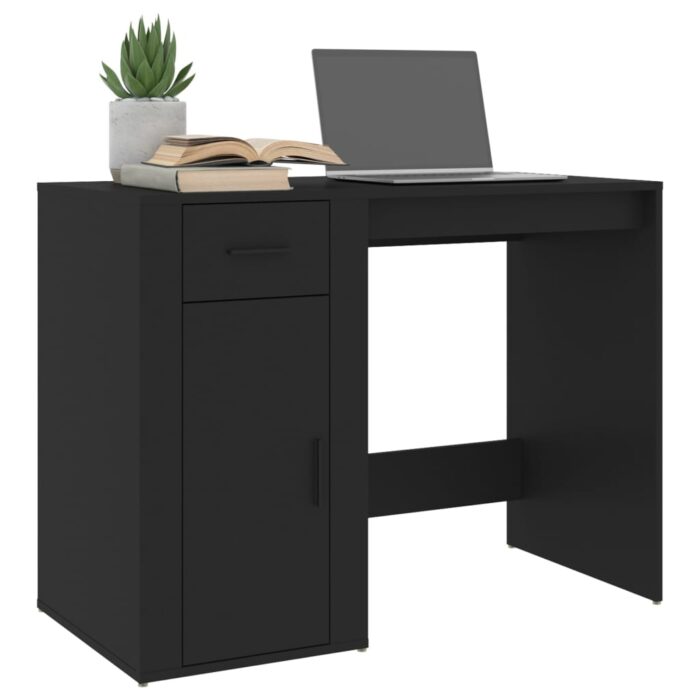 Bureau Noir 100x49x75 cm Bois d'ingénierie – Image 2