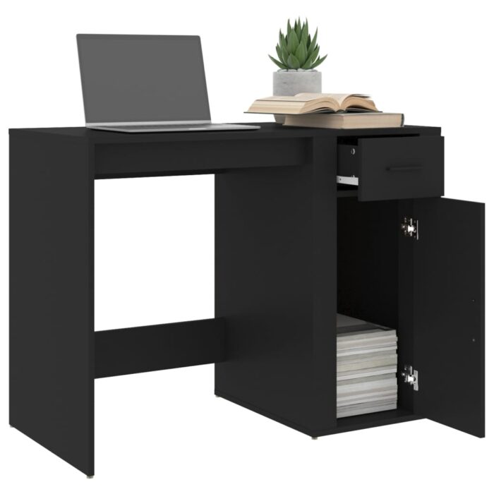 Bureau Noir 100x49x75 cm Bois d'ingénierie – Image 3