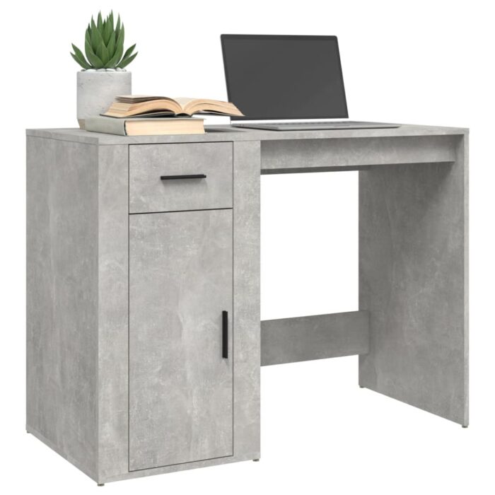 Bureau Gris béton 100x49x75 cm Bois d'ingénierie – Image 2