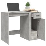 Bureau Gris béton 100x49x75 cm Bois d'ingénierie – Image 3