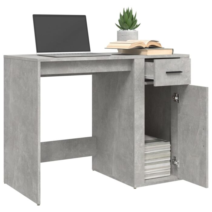Bureau Gris béton 100x49x75 cm Bois d'ingénierie – Image 3