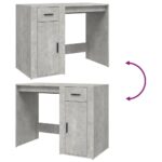 Bureau Gris béton 100x49x75 cm Bois d'ingénierie – Image 7