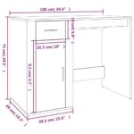 Bureau Gris béton 100x49x75 cm Bois d'ingénierie – Image 9