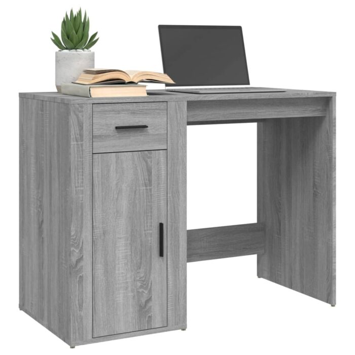 Bureau Sonoma gris 100x49x75 cm Bois d'ingénierie – Image 2