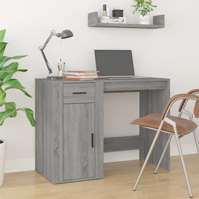 Bureau Sonoma gris 100x49x75 cm Bois d'ingénierie – Image 1