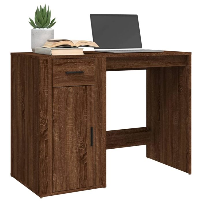 Bureau Chêne marron 100x49x75 cm Bois d'ingénierie – Image 2