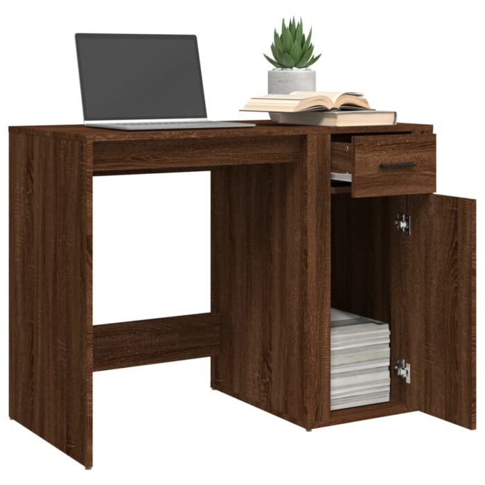 Bureau Chêne marron 100x49x75 cm Bois d'ingénierie – Image 3