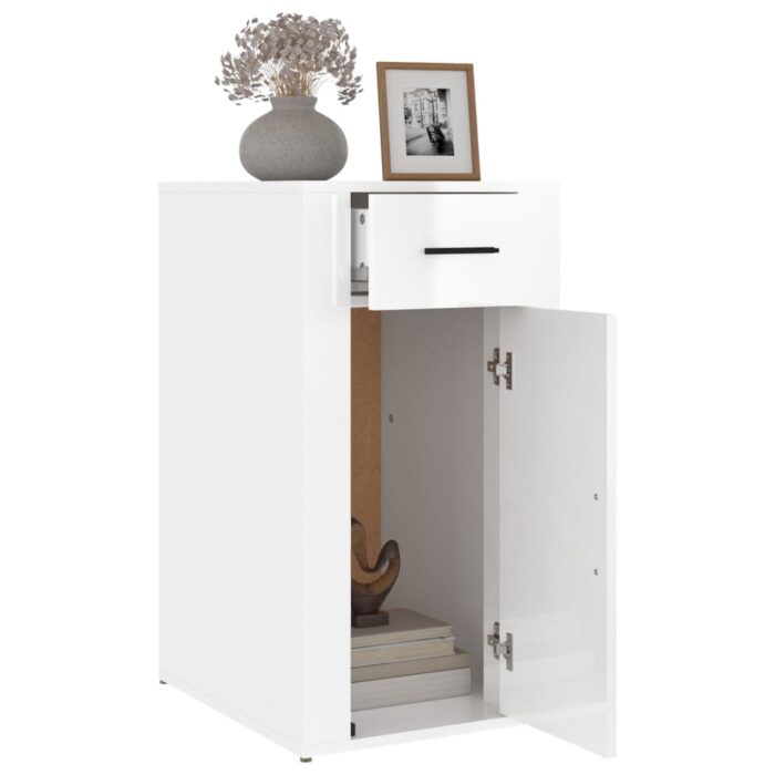 Armoire de bureau Blanc brillant 40x49x75 cm Bois d'ingénierie – Image 3