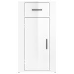 Armoire de bureau Blanc brillant 40x49x75 cm Bois d'ingénierie – Image 4