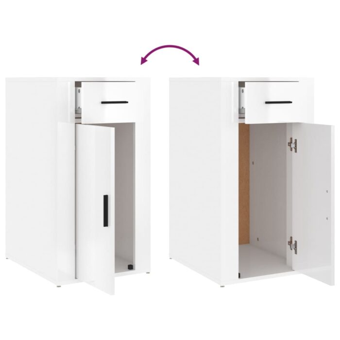 Armoire de bureau Blanc brillant 40x49x75 cm Bois d'ingénierie – Image 7