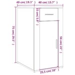 Armoire de bureau Blanc brillant 40x49x75 cm Bois d'ingénierie – Image 9