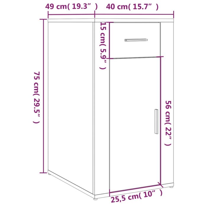 Armoire de bureau Chêne marron 40x49x75 cm Bois d'ingénierie – Image 9