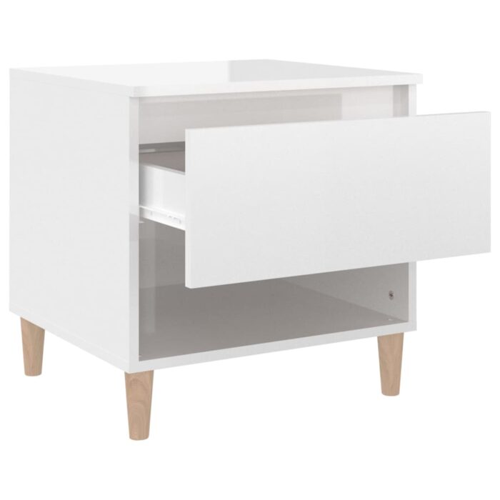 Tables de chevet 2 pcs Blanc brillant 50x46x50 cm – Image 5