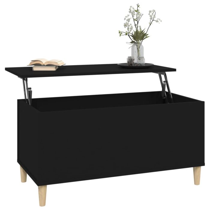 Table basse Noir 90x44,5x45 cm Bois d'ingénierie – Image 3