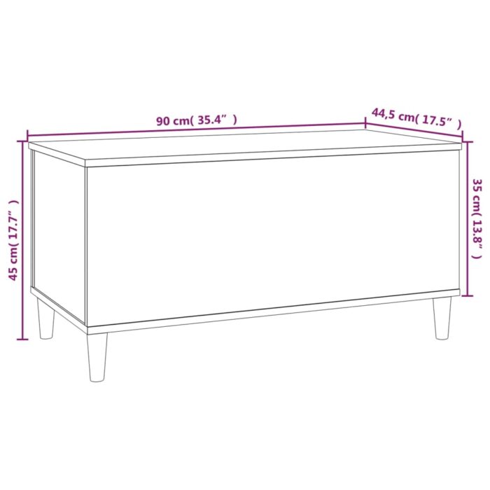 Table basse Noir 90x44,5x45 cm Bois d'ingénierie – Image 8